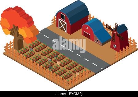 Scène avec les cultures dans les terres agricoles illustration Illustration de Vecteur