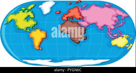 Atlas du monde avec sept continents illustration Illustration de Vecteur