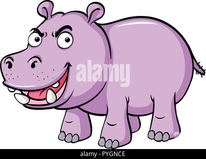 Hippo avec visage sérieux illustration Illustration de Vecteur