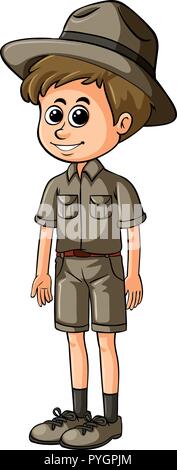 L'homme en costume avec safari illustration happy face Illustration de Vecteur