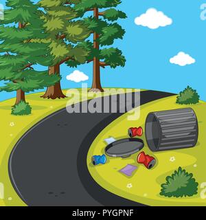 Scène avec la corbeille dans le parc illustration Illustration de Vecteur