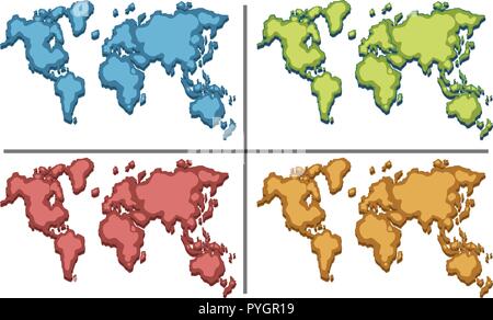 Atlas du monde en quatre couleurs illustration Illustration de Vecteur
