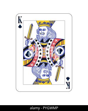 King of Clubs jeu de carte avec on white Illustration de Vecteur