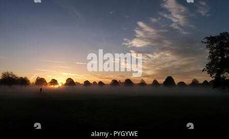 Misty Sunrise sur Clifton Bristol Downs, Durdham Banque D'Images