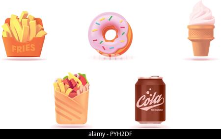 Fast food Vector icon set Illustration de Vecteur