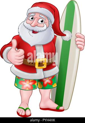 Santa Claus Noël Surf Cartoon Illustration de Vecteur