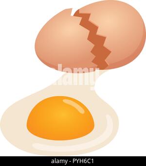 Illustration de l'oeuf cassé sur fond blanc Illustration de Vecteur