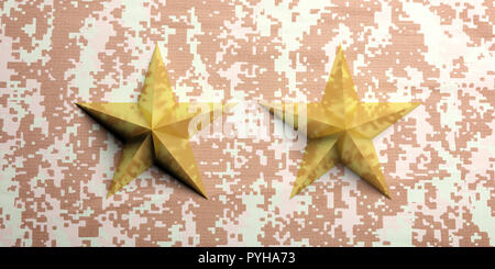 Motif du désert numérique militaire américaine fond uniforme et deux étoiles d'or. 3d illustration Banque D'Images