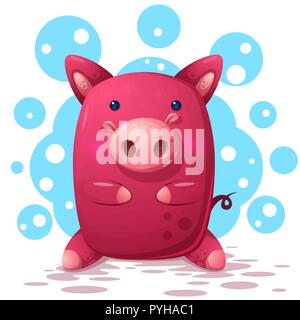 Cochon mignon illustration. Symbole de l'année 2019. Illustration de Vecteur