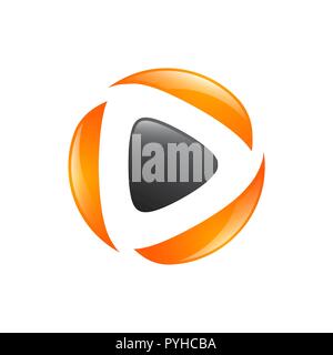 Logo de la flèche résumé vecteur icône, isolé. L'icône web jouer en cercle Illustration de Vecteur