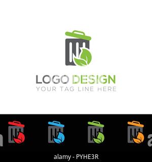 Modèle de logo écusson vert et gris foncé Illustration de Vecteur