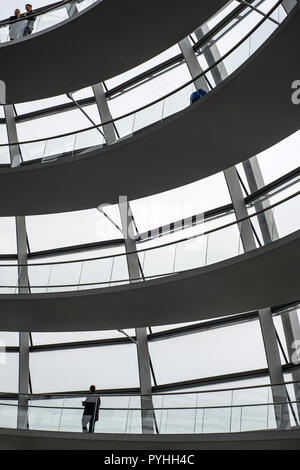 Les touristes à l'intérieur de la coupole du Reichstag (Parlement européen à Berlin, Allemagne Banque D'Images