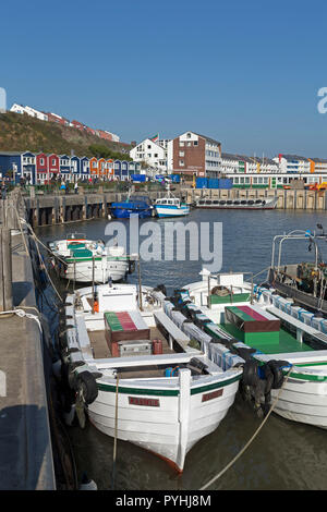 Hummerbuden (huttes de homard) et l'arrière-port, Helgoland, Schleswig-Holstein, Allemagne Banque D'Images