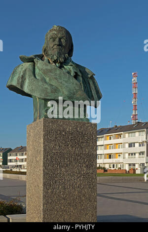 Statue de Heinrich Hoffmann von Fallersleben, Helgoland, Schleswig-Holstein, Allemagne Banque D'Images