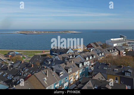 Somogy (Pays Bas) avec l'hôtel atoll Helgoland, en arrière-plan l'Duene, Helgoland, Schleswig-Holstein, Allemagne Banque D'Images