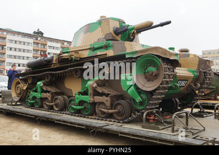 Char léger tchécoslovaque Škoda LT vz. 35 (1935) aussi connu plus tard comme le char léger allemand nazi Pz.Kpfw. 35(t) sur l'affichage à l'équipement militaire exposition consacrée au centenaire de la Tchécoslovaquie sur plateau de Letna à Prague, République tchèque, le 27 octobre 2018. Banque D'Images