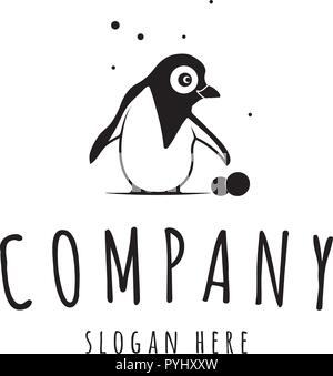 Funny Penguin logo vector droit Illustration de Vecteur