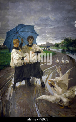 Mosè Bianchi (1840- 1904) Le retour du festival 1887, l'Italie, l'italien. Banque D'Images
