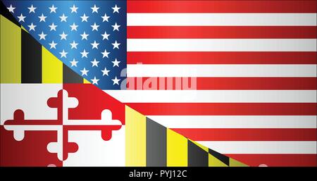 Pavillon de l'USA et Maryland State - Illustration, Mixte Drapeaux des USA et le Maryland Illustration de Vecteur