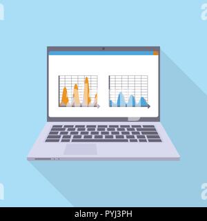 L'icône ordinateur portable finances, style plat Illustration de Vecteur