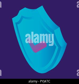 La sécurité numérique icône de bouclier, style isométrique Illustration de Vecteur