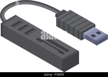 Hub USB, l'icône de style isométrique Illustration de Vecteur