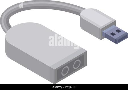 Pour l'icône USB audio jack, style isométrique Illustration de Vecteur