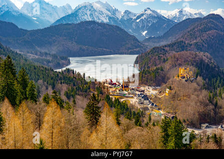 Landsqape vue depuis le château de Neuschwanstein Banque D'Images