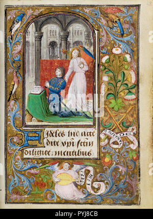 Lieven Van Lathem, Charles le Téméraire présentée par un Ange, circa 1471 , couleurs Tempera, feuille d'or, d'or, d'argent, encre sur parchemin, le J. Paul Getty Museum, Los Angeles, USA. Banque D'Images