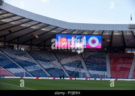 Une vue générale du terrain avant le match semi-final de la coupe Betfred à Hampden Park, Glasgow. APPUYEZ SUR ASSOCIATION photo. Date de la photo: Dimanche 28 octobre 2018. Voir PA Story FOOTBALL Aberdeen. Le crédit photo devrait se lire : Jeff Holmes/PA Wire. Banque D'Images