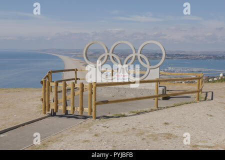 Les touristes à Portland Bill, Dorset, UK. 06Th Août, 2018. Météo britannique. Les touristes profiter du beau temps à l'Île de Portland, dans le Dorset. Banque D'Images