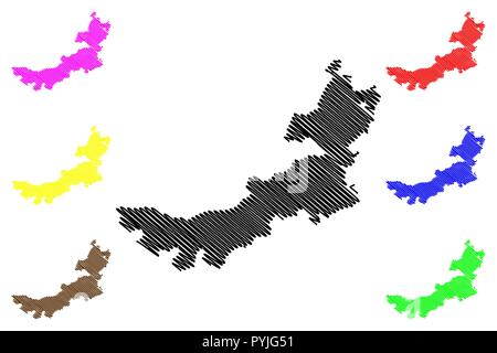 Région Autonome Mongol de Nei (divisions administratives de Chine, Chine, République populaire de Chine, RÉPUBLIQUE POPULAIRE DE CHINE) map vector illustration, croquis gribouillis d'Inne Illustration de Vecteur