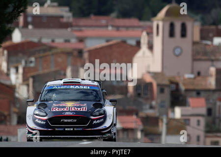 Riudecanyes, Barcelone, Espagne. 28 Oct, 2018. FIA World Rally Championship de l'Espagne ; Elfyn Evans - Daniel Barrit de M-Sport WRT à la fin de la scène : l'action de Crédit Plus Sport/Alamy Live News Banque D'Images