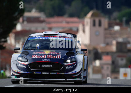 Riudecanyes, Barcelone, Espagne. 28 Oct, 2018. FIA World Rally Championship de l'Espagne ; Sebastien Ogier - Julien Ingrassia de M-Sport WRT à la fin de la scène : l'action de Crédit Plus Sport/Alamy Live News Banque D'Images