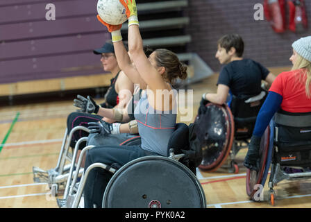 Brentwood, Royaume-Uni. 28 octobre 2018. Grande-Bretagne Rugby en fauteuil roulant Rugby en fauteuil roulant de la femme du célèbre événement # thisgirlcan au centre Brentwood Essex Brentwood,Ian Davidson Crédit/Alamy Live News Banque D'Images