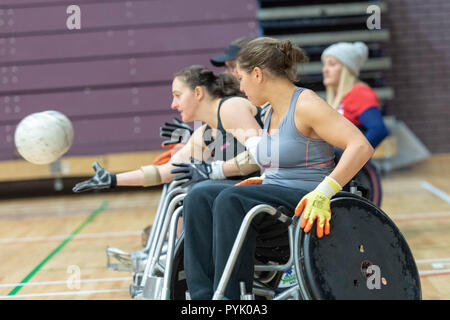 Brentwood, Royaume-Uni. 28 octobre 2018. Grande-Bretagne Rugby en fauteuil roulant Rugby en fauteuil roulant de la femme du célèbre événement # thisgirlcan au centre Brentwood Essex Brentwood,Ian Davidson Crédit/Alamy Live News Banque D'Images