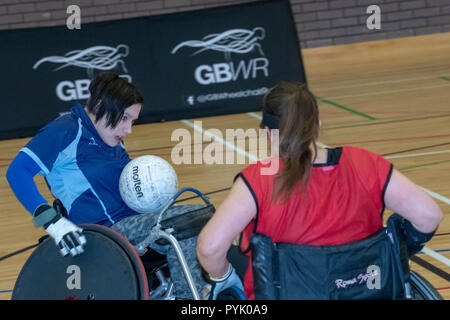 Brentwood, Royaume-Uni. 28 octobre 2018. Grande-Bretagne Rugby en fauteuil roulant Rugby en fauteuil roulant de la femme du célèbre événement # thisgirlcan au centre Brentwood Essex Brentwood,Ian Davidson Crédit/Alamy Live News Banque D'Images