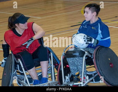 Brentwood, Royaume-Uni. 28 octobre 2018. Grande-Bretagne Rugby en fauteuil roulant Rugby en fauteuil roulant de la femme du célèbre événement # thisgirlcan au centre Brentwood Essex Brentwood,Ian Davidson Crédit/Alamy Live News Banque D'Images