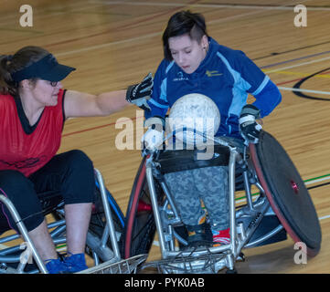 Brentwood, Royaume-Uni. 28 octobre 2018. Grande-Bretagne Rugby en fauteuil roulant Rugby en fauteuil roulant de la femme du célèbre événement # thisgirlcan au centre Brentwood Essex Brentwood,Ian Davidson Crédit/Alamy Live News Banque D'Images