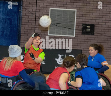 Brentwood, Royaume-Uni. 28 octobre 2018. Grande-Bretagne Rugby en fauteuil roulant Rugby en fauteuil roulant de la femme du célèbre événement # thisgirlcan au centre Brentwood Essex Brentwood,Ian Davidson Crédit/Alamy Live News Banque D'Images