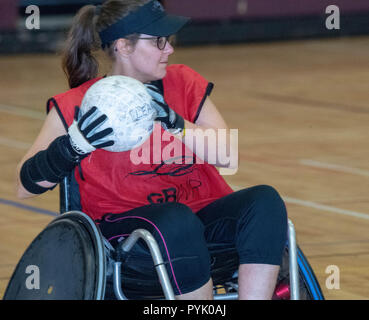 Brentwood, Royaume-Uni. 28 octobre 2018. Grande-Bretagne Rugby en fauteuil roulant Rugby en fauteuil roulant de la femme du célèbre événement # thisgirlcan au centre Brentwood Essex Brentwood,Ian Davidson Crédit/Alamy Live News Banque D'Images