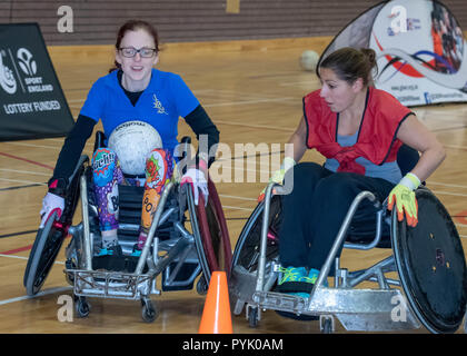 Brentwood, Royaume-Uni. 28 octobre 2018. Grande-Bretagne Rugby en fauteuil roulant Rugby en fauteuil roulant de la femme du célèbre événement # thisgirlcan au centre Brentwood Essex Brentwood,Ian Davidson Crédit/Alamy Live News Banque D'Images