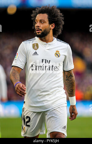 28 octobre 2018, le Camp Nou, Barcelona, Espagne ; La Liga football, Barcelone et le Real Madrid, Marcelo du Real Madrid Banque D'Images