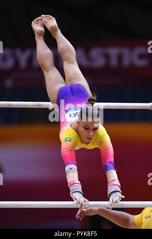 Doha, Qatar. 28 Oct, 2018. Flavia Saraiva (BRA), 28 octobre 2018 - 2018 Gymnastique Artistique : Les championnats du monde de gymnastique artistique, l'équipe femme Barres asymétriques de qualification au dôme Aspire à Doha, Qatar. Credit : MATSUO.K/AFLO SPORT/Alamy Live News Banque D'Images