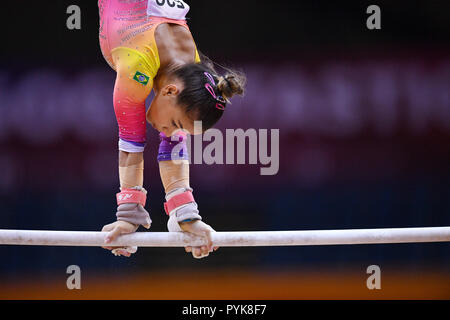 Doha, Qatar. 28 Oct, 2018. Flavia Saraiva (BRA), 28 octobre 2018 - 2018 Gymnastique Artistique : Les championnats du monde de gymnastique artistique, l'équipe femme Barres asymétriques de qualification au dôme Aspire à Doha, Qatar. Credit : MATSUO.K/AFLO SPORT/Alamy Live News Banque D'Images