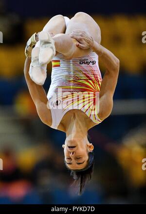 Doha, Qatar. 28 Oct, 2018. Ana Perez de l'Espagne effectue au cours de l'exercice au sol de la femme la qualification de la 48e Championnats du monde de gymnastique à Doha, capitale du Qatar, le 28 octobre 2018. Credit : Nikku/Xinhua/Alamy Live News Banque D'Images