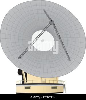 Une grande antenne parabolique de la radiodiffusion et des télécommunications pour recevoir des appels internationaux,communication,transaction banque spaceship Illustration de Vecteur