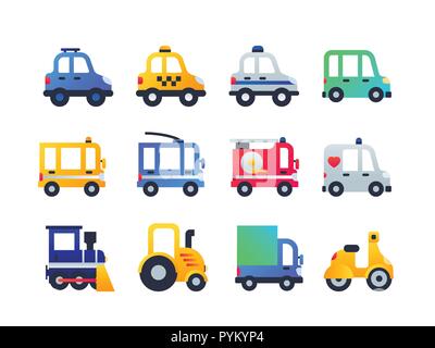 Types de véhicules - ensemble d'icônes de style design plat Illustration de Vecteur