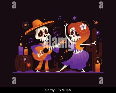 Dia de los Muertos - une télévision moderne style design illustration Illustration de Vecteur