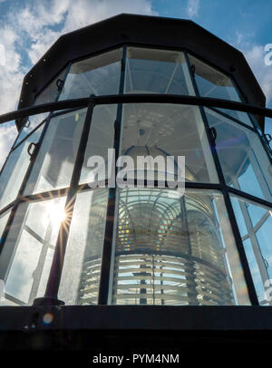 Lanterne et lumière de phare de l'Île Tybee Tybee Light Station sur la côte atlantique près de Savannah Georgia USA Banque D'Images